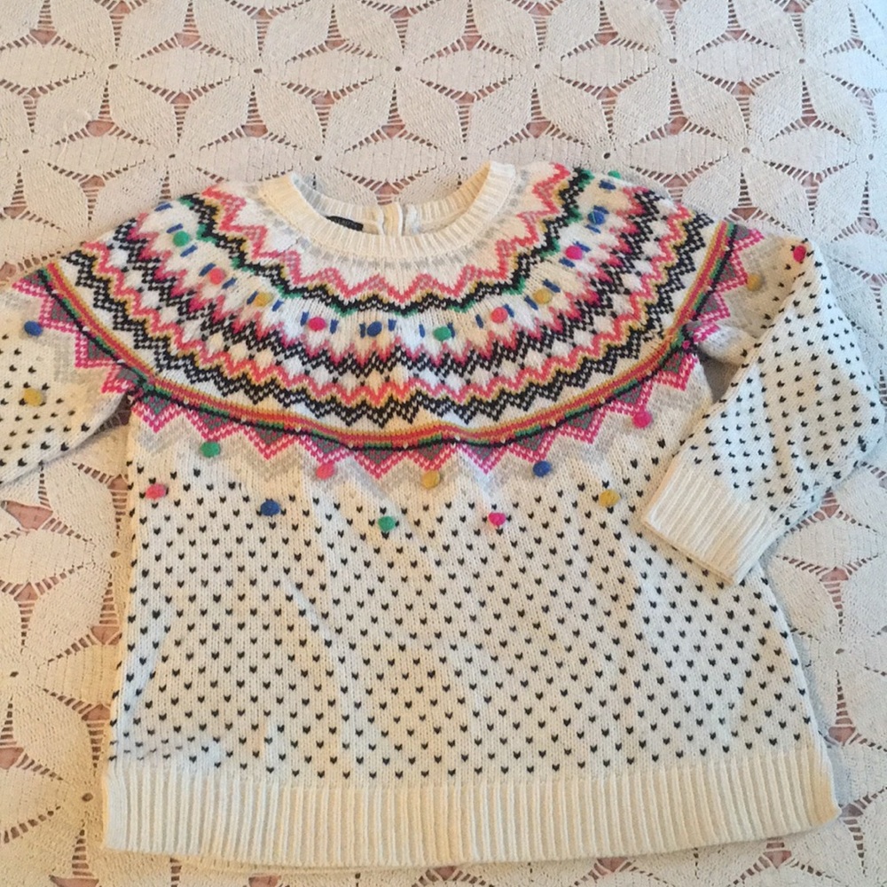 Talbots pom pom sweater Large Colorful and festive